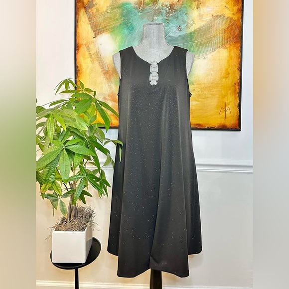 Midnight Black Galaxy dress | glitter oversized large midi glamour dress - Picture 1 of 9